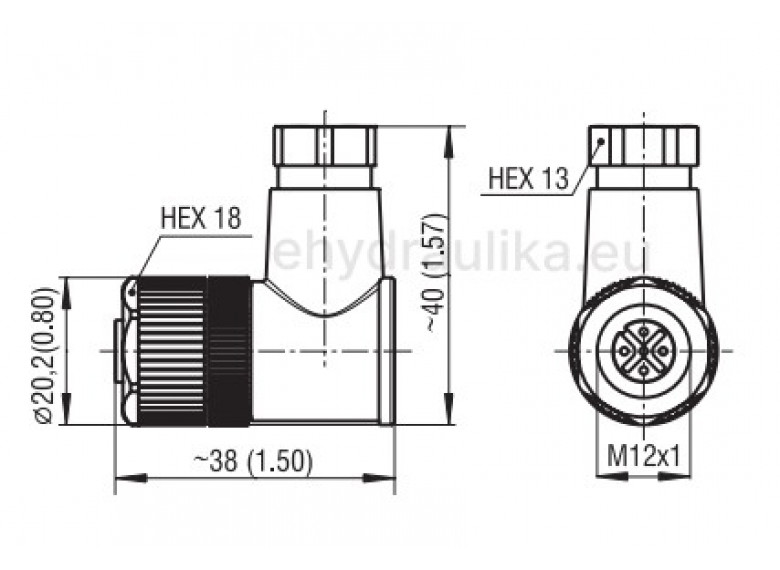 4-kolíkový konektor M12x1 s kablom 5 met