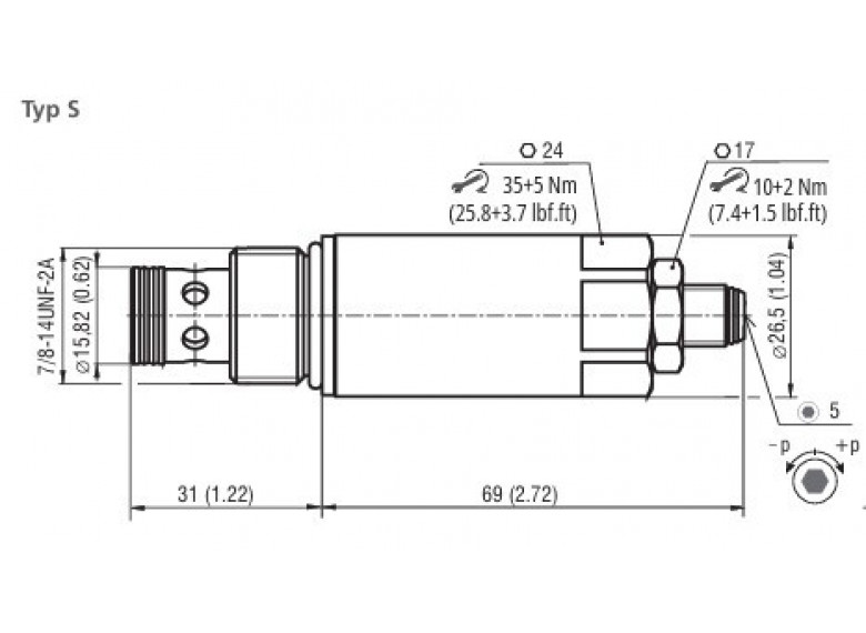 Vstavaný tlak.ventil, nepriamo riadený