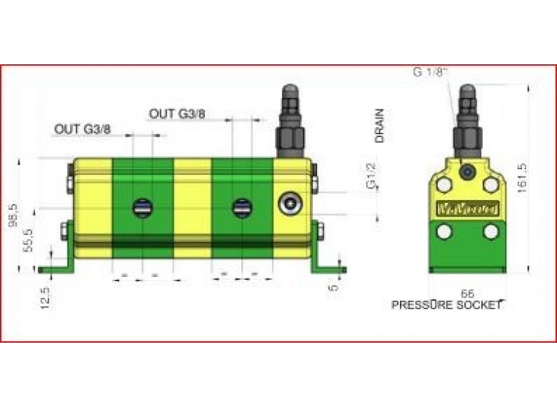Zubový delič prietoku, RV-1S 2,2X4